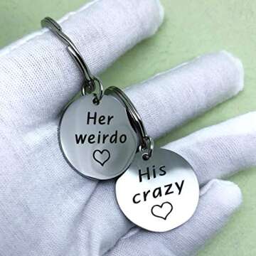 2pcs Key Chain Set for Her for Him Boyfriend Girlfriend Valentine Christmas Anniversary Gift Sets Her Weirdo His Crazy