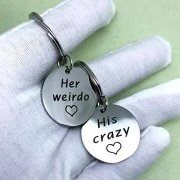 2pcs Key Chain Set for Her for Him Boyfriend Girlfriend Valentine Christmas Anniversary Gift Sets Her Weirdo His Crazy