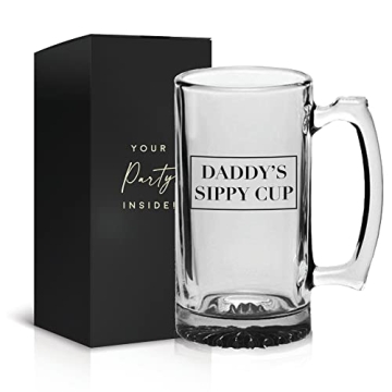 Your Dream Party Shop Daddy's Sippy Cup Beer Glass - 16oz Beer Mug - Funny New Dad Gifts For Men - I...