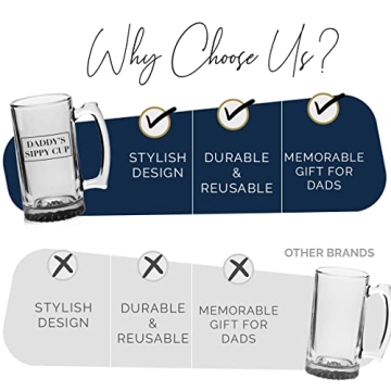 Your Dream Party Shop Daddy's Sippy Cup Beer Glass - 16oz Beer Mug - Funny New Dad Gifts For Men - Ideal Gifts For New Dad or Dad to Be Gifts - 1st Time Dad Gifts for Expecting Dad's - Handle