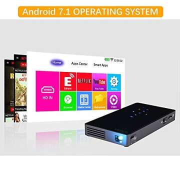 PTVDISPLAY Pocket Portable Mini Projector, 1080P Pico Bluetooth Video Wifi DLP Projector HD Support ...
