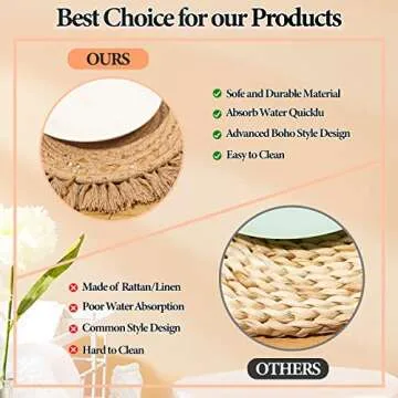 13 Inch Boho Cotton Placemats Set for Home Dining