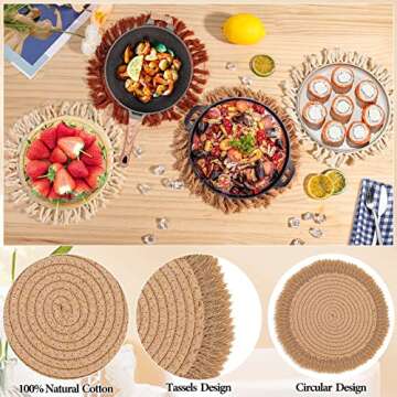13 Inch Boho Cotton Placemats Set for Home Dining