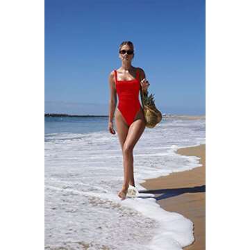 Mulisky One Piece Swimsuit for Women Ruched Monokini Bathing Suits Tummy Control Swimwear Red M
