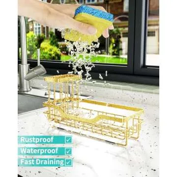 HapiRm Rustproof Kitchen Sink Caddy with Brush Holder