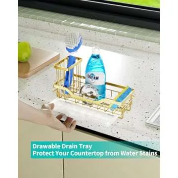 HapiRm Rustproof Kitchen Sink Caddy with Brush Holder