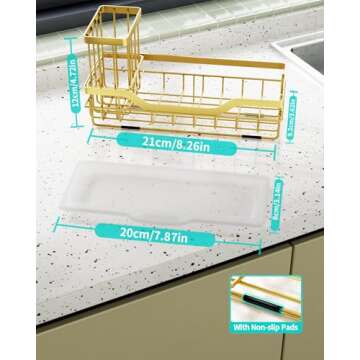 HapiRm Rustproof Kitchen Sink Caddy with Brush Holder