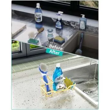 HapiRm Rustproof Kitchen Sink Caddy with Brush Holder