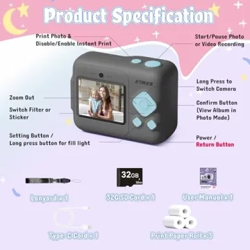 Kids Instant Print Camera for Creative Fun