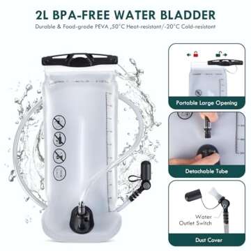 Hiking Hydration Backpack Lightweight Pack - 18L Water Backpack with 2L Hydration Bladder, Insulation Hydropack Rucksack Hydro Water Daypack for Camping Running Cycling Climbing Rave for Men Women