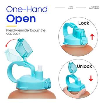 Giotto Large 1 Gallon/128oz (When Full) Motivational Water Bottle with Time Marker & Straw, Leakproof Tritan BPA Free for Fitness-Orange/Green Gradient