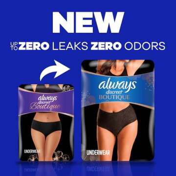 Always Discreet Boutique Incontinence and Postpartum Underwear for Women, Maximum Protection, S/M, B...