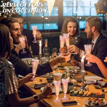 SUREHOME Pink Champagne Flutes Plastic Champagne Glasses Disposable Mimosa Glasses 40 Pack 5.5 Oz Clear Acrylic Stemware Cocktail Cups Bulk for Valentines Wedding Toasting Engagement Party Supplies