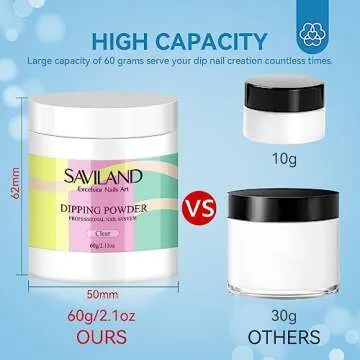 SAVILAND Clear Dip Powder for Easy DIY Nail Art