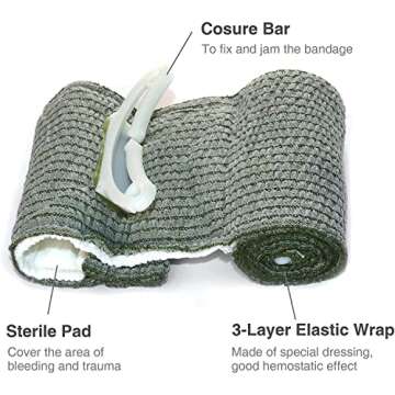 RISEN Israeli Bandage Vacuum Sterile Compression Bandages for First Aid Emergency Battle Wound Dressing Self-Rescue, 6 Inch, 1 Pack