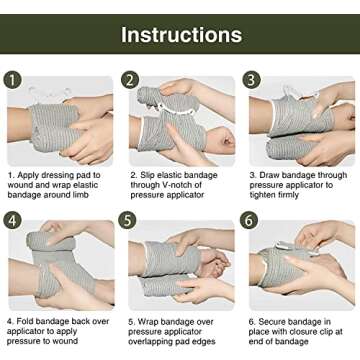 RISEN Israeli Bandage Vacuum Sterile Compression Bandages for First Aid Emergency Battle Wound Dressing Self-Rescue, 6 Inch, 1 Pack