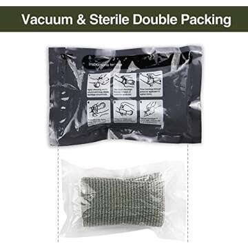 RISEN Israeli Bandage Vacuum Sterile Compression Bandages for First Aid Emergency Battle Wound Dressing Self-Rescue, 6 Inch, 1 Pack