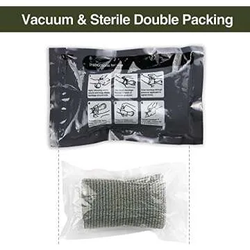 RISEN Israeli Bandage Vacuum Sterile Compression Bandages for First Aid Emergency Battle Wound Dressing Self-Rescue, 6 Inch, 1 Pack