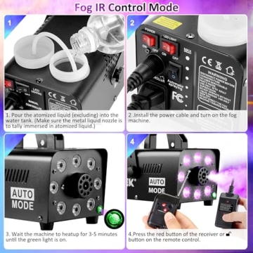 AGPTEK 500W Fog Machine with 13 Colorful LED Lights