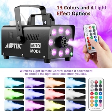 AGPTEK 500W Fog Machine with 13 Colorful LED Lights