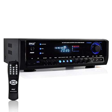 Pyle 300W Bluetooth Power Amplifier - 4 Channel Home Theater Sound System with USB, AUX, Remote