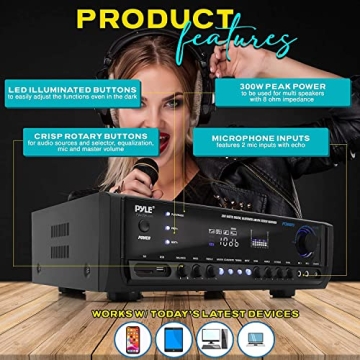 Pyle 300W Bluetooth Power Amplifier Home Theater System