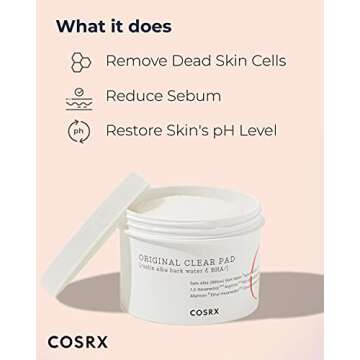 COSRX BHA Toner Pads, 70 Sheets, Exfoliating Pads for Dead Skin & Blackheads, Minimize Pores, Preven...
