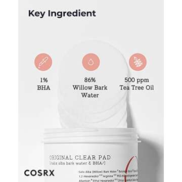 COSRX BHA Toner Pads, 70 Sheets, Exfoliating Pads for Dead Skin & Blackheads, Minimize Pores, Prevent Breakouts, Improve Skin Texture, Korean Skin Care