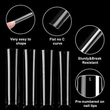SITELENABY No C Curve 3XL Square Nail Tips - 360 pcs