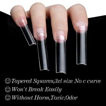 SITELENABY No C Curve 3XL Square Nail Tips - 360 pcs