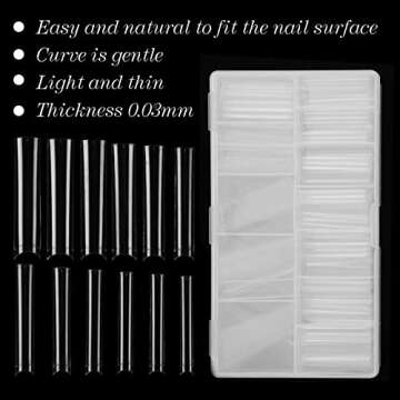 SITELENABY No C Curve 3XL Square Nail Tips - 360 pcs