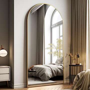 Easly Oversized Full-Body Mirror, 76" x 34" Arched Full-Length Mirror, Gold Metal Frame, Floor Mirro...