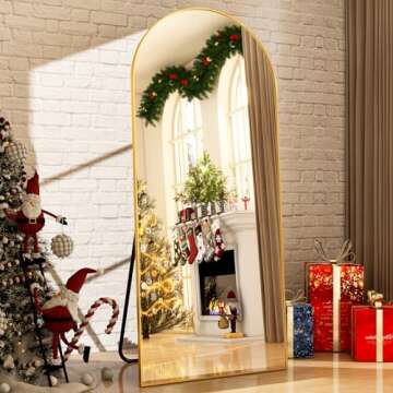 Easly Oversized Full-Body Mirror, 76" x 34" Arched Full-Length Mirror, Gold Metal Frame, Floor Mirror for Bedroom, Living/Dressing Room, Gym - Stand/Wall Mounted/Leaning