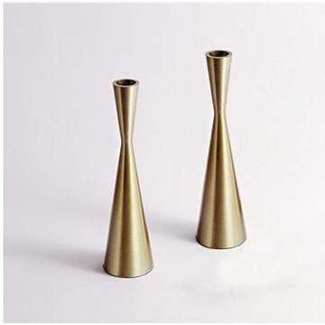 Pack of 2 Elegant Brass Gold 9" Taper Candlestick Holders for Home and Events