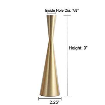 Luxurious Brass Gold Taper Candlestick Holders - Set of 2