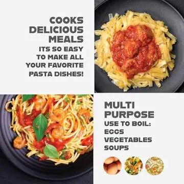 GOTHAM STEEL 5 Qt Ceramic Stock Pot Multipurpose Pasta Pot with Strainer Lid & Twist and Lock Handles, Nonstick Ceramic Pot for Soup, Spaghetti, Rice, Pots for Kitchen, Dishwasher Safe - BLACK