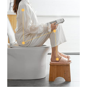 Bamboo Toilet Stool for Adults Kids Non-Slip Mat 6.5 Inch