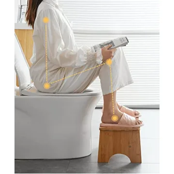 Bamboo Toilet Stool for Adults Kids Non-Slip Mat 6.5 Inch