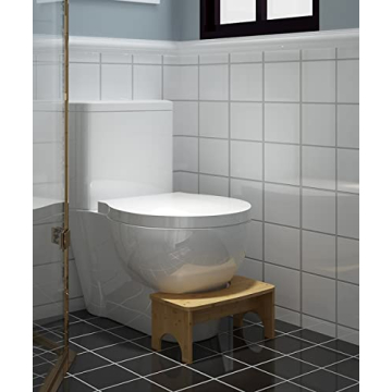 Bamboo Toilet Stool for Adults Kids Non-Slip Mat 6.5 Inch