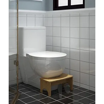 Bamboo Toilet Stool for Adults Kids Non-Slip Mat 6.5 Inch