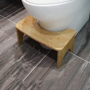 Bamboo Toilet Stool for Adults Kids Non-Slip Mat 6.5 Inch
