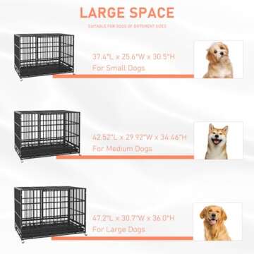 LEMBERI Heavy Duty Indestructible Dog Crate for Large Dogs
