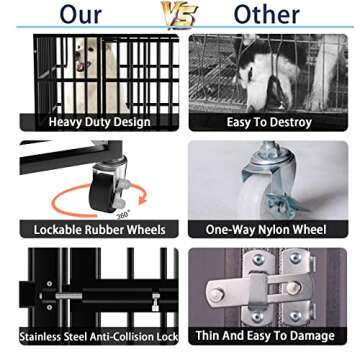 LEMBERI Heavy Duty Indestructible Dog Crate for Large Dogs