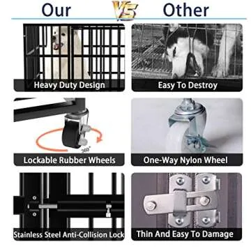 LEMBERI Heavy Duty Indestructible Dog Crate for Large Dogs