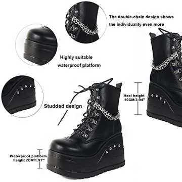 CYNLLIO Women's Punk Platform Combat Boots for All Occasions