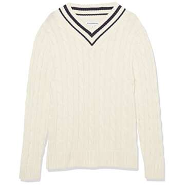 Amazon Essentials Men's Cable Knit V-Neck Sweater