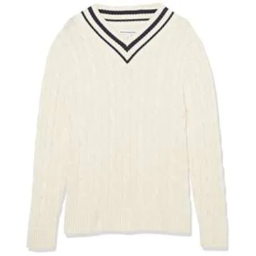 Amazon Essentials Men's Cable Knit V-Neck Sweater