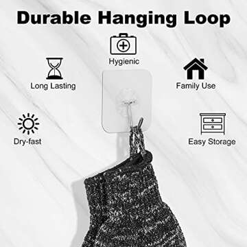 Exfoliating Bath Gloves for Shower - Bamboo Charcoal Bath Gloves for Shower, Spa, Massage, Body Scrubs, Remove Dead Skin, Deep Cleaning