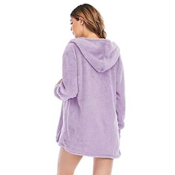 Famnbro Womens Fuzzy 3 Piece Outfits Lounge Set Sexy Fleece Cardigan Fluffy Shirt and Shorts Set A-purple