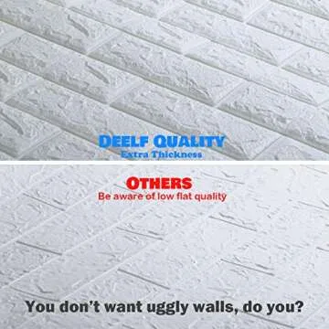 DEELF OUTLET White 3D Brick Wallpaper 20 pcs Faux Brick Textured Effect Background Stickers for Wall Decoration Total 80 Square Feet Coverage